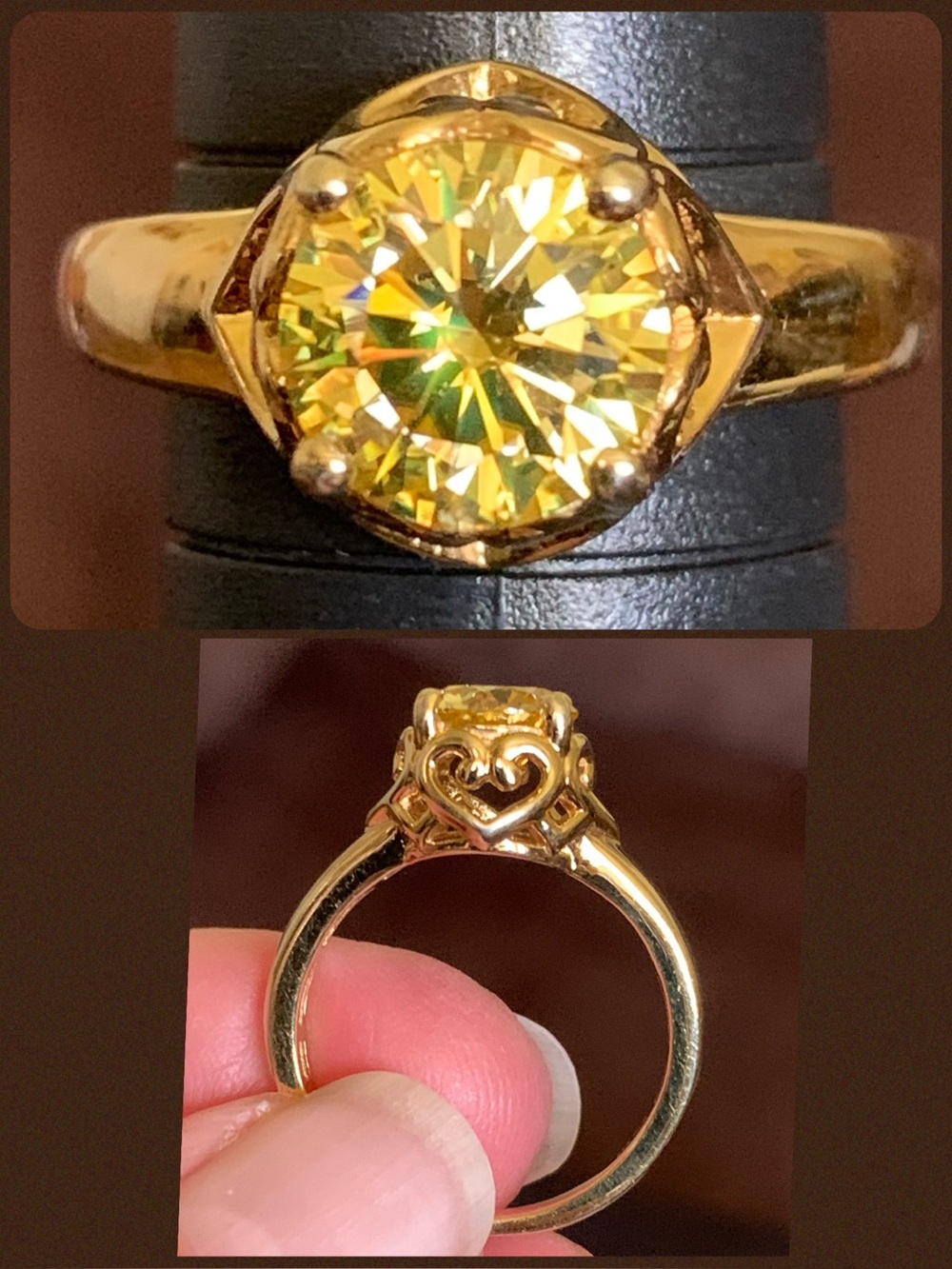 Yellow Moissanite 14k Yellow Gold Over Sterling Silver Ring 1.90ct DEW.